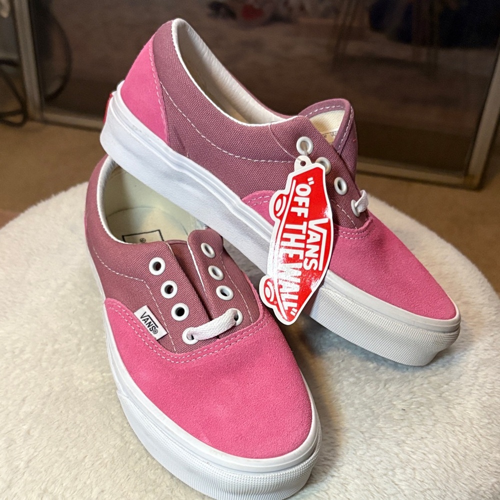 Vans Pink Two-Tone Suede & Canvas Low Top Sneakers